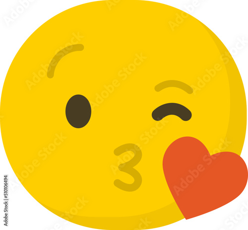 Kissing Emoticon / Emoji with Red Heart Illustration