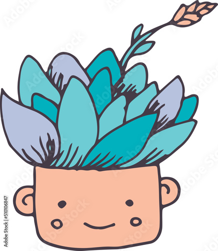 Cute Succulent Houseplant Cartoon Character Illustration