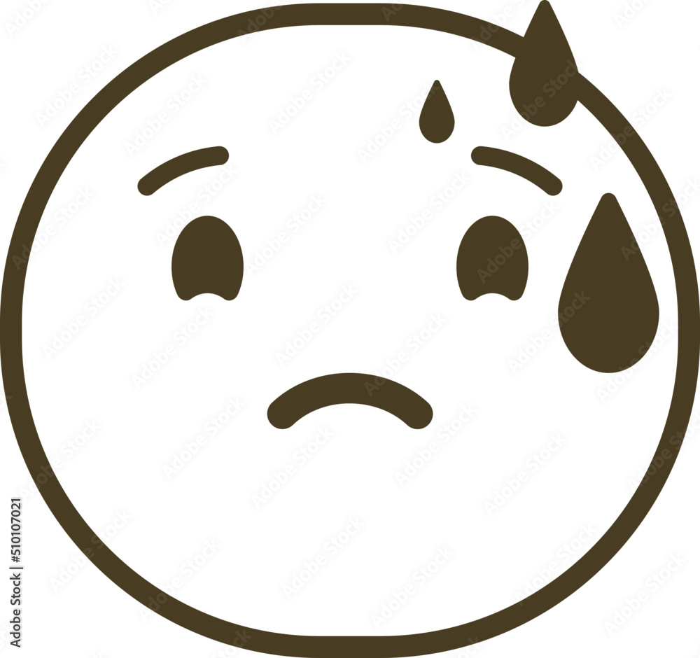 Black and White Sweating Emoticon / Emoji Character Illustration Stock ...