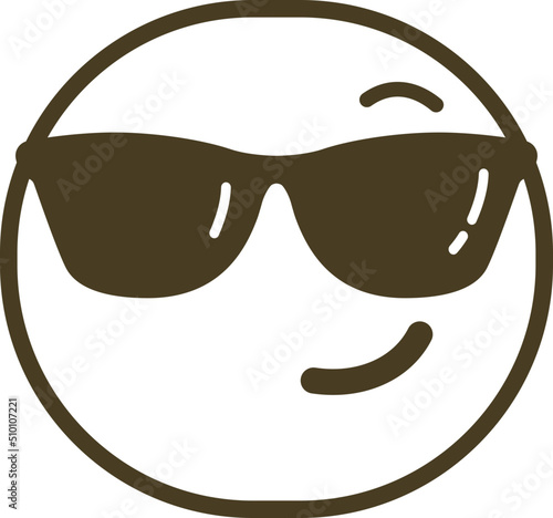 Black and White Winking Emoticon / Emoji Character with Sunglasses Illustration