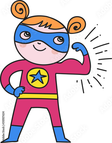 фотография Cute Superhero Girl Cartoon Character Illustration