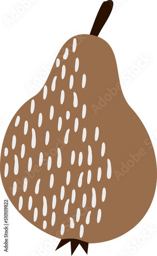 Brown Pear Textured Fruit Illustration