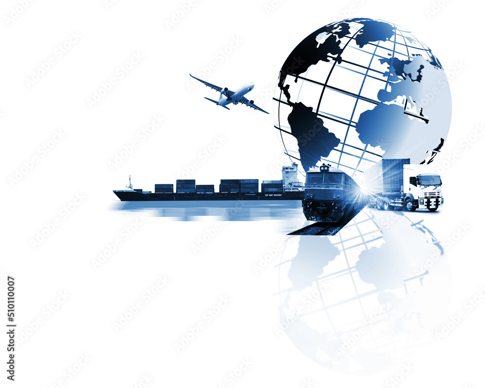Logistics and transportation of world Container Cargo ship logistic import export and transport industry background