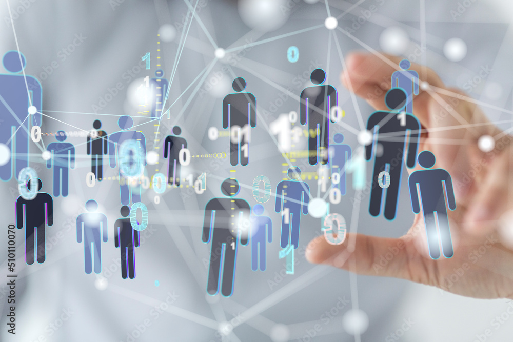 holding 3D rendering group of blue people holding 3D rendering group of blue people