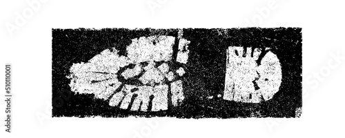 Vector Print texture. footprints human shoes silhouette in snow . Design Element . Traces of Boot . Mud splash grunge texture