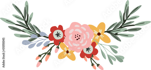 Colorful Flowers Olive branches 2 Illustration