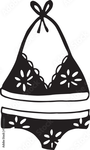 Floral Bikini Doodle Illustration