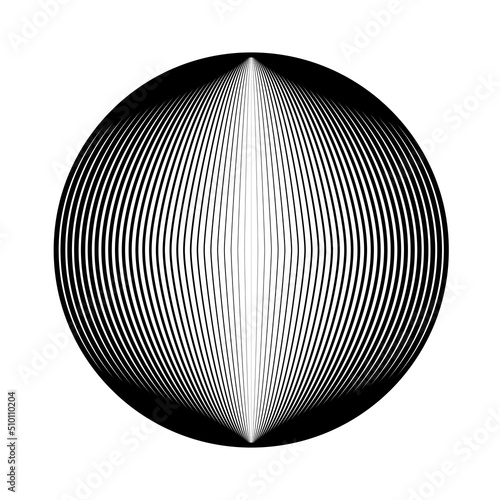 Lines in unusual Form . Sphere Vector Illustration .Technology round. Wave Logo . Design element . Abstract Geometric shape .