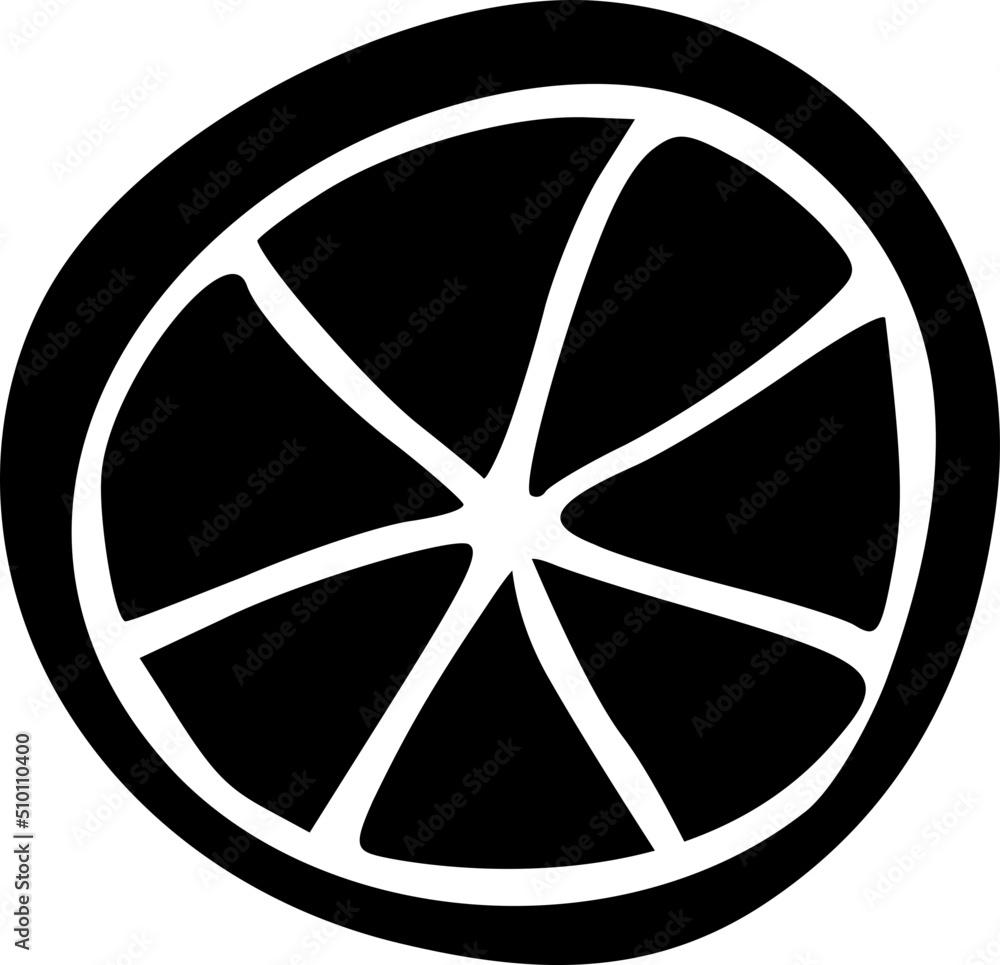 Obraz premium Black Lemon Slice Fruit Illustration