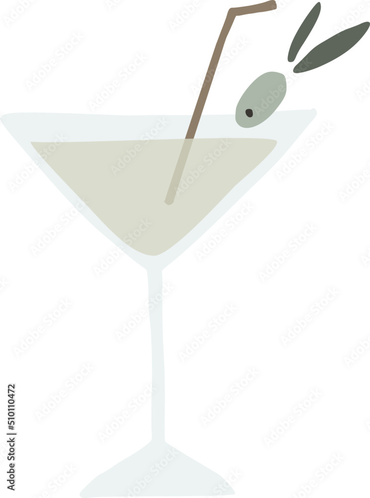 Green Cocktail Drink Olive Illustration Green Cocktail Drink Olive Illustration