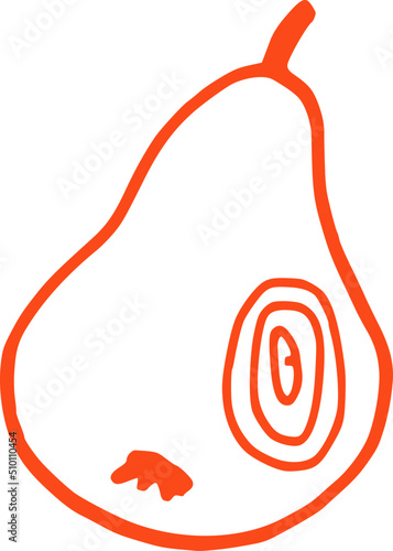 Red Line Pear Fruit Illustration