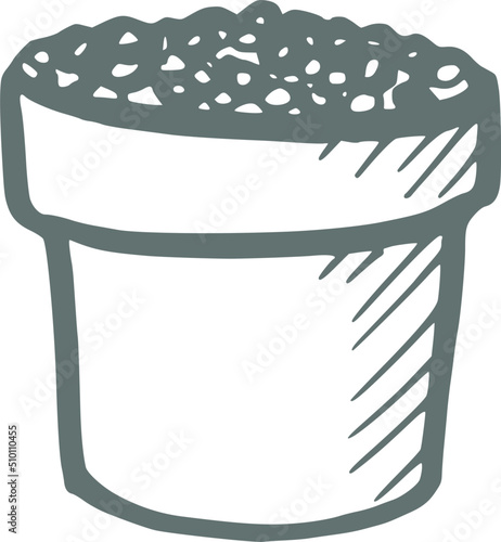 Green Flower Pot Doodle Illustration