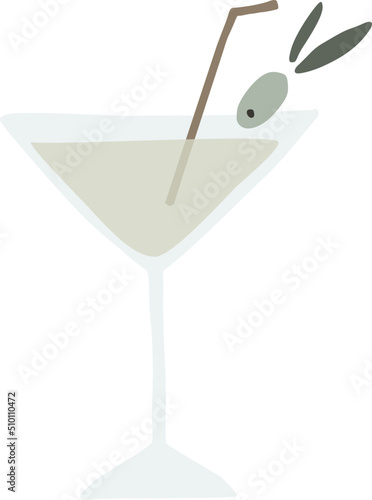 Green Cocktail Drink Olive Illustration