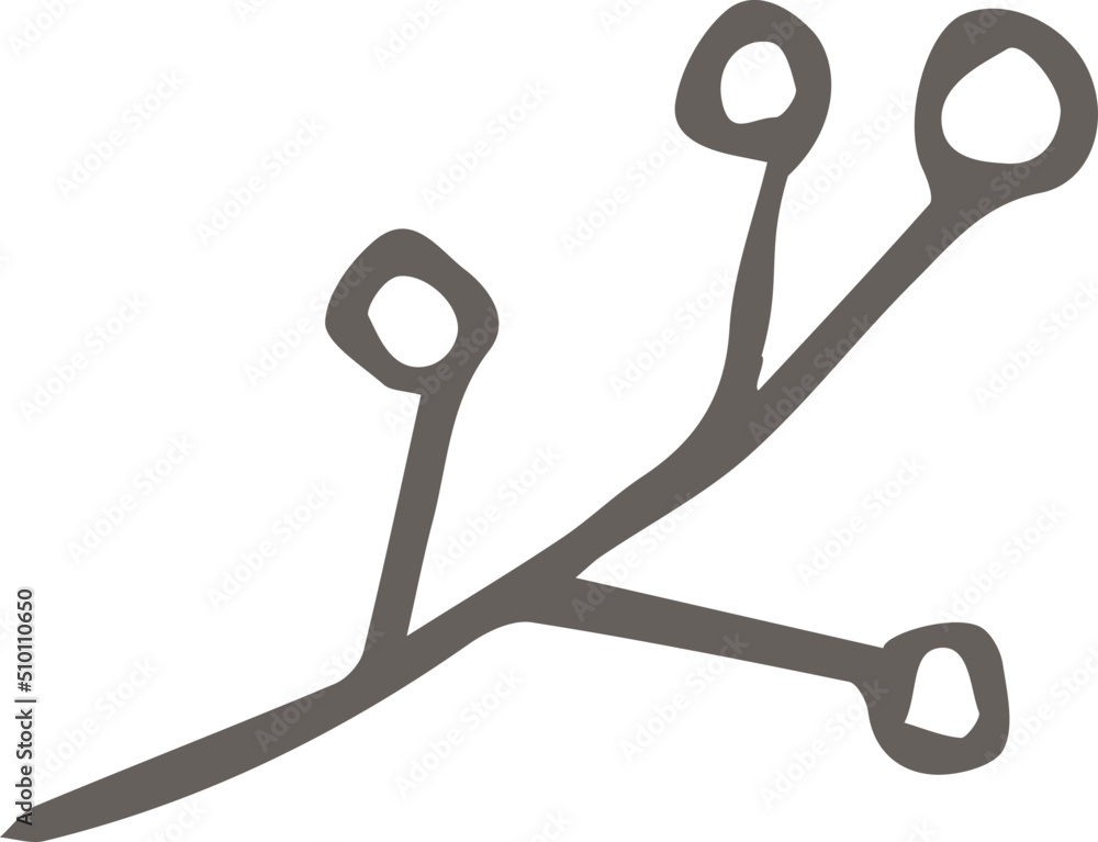 Grey Berries Branch Doodle Illustration Grey Berries Branch Doodle Illustration