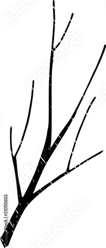 Black Textured Bare Branch Illustration