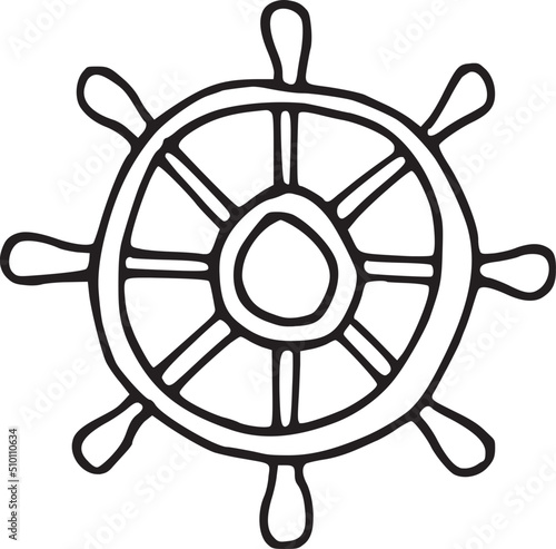 Ship Wheel Doodle Illustration