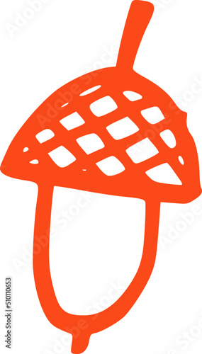 Red Line Acorn Doodle Illustration