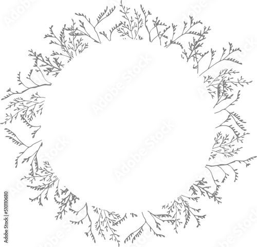 Grey Round Limonium Floral Frame