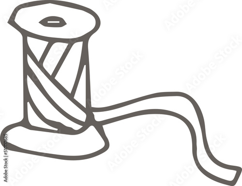 Grey Ribbon Spool Doodle Illustration