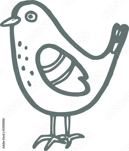 Green Bird Animal Doodle Illustration
