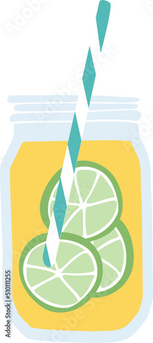 Yellow Lemonade Glass Jar Illustration
