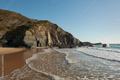 Beautiful view of the Praia da Amalia in Algarve region, Portugal photo