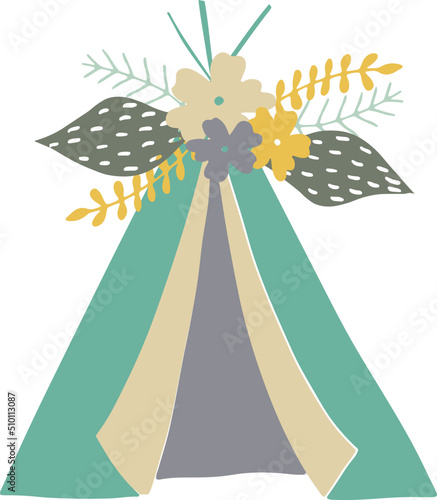 Hand drawn tribal illustration s with flowers