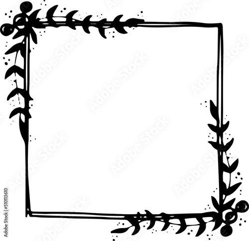 Black square floral frames black illustration