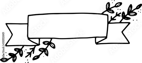 Black ribbon banner element hand drawn