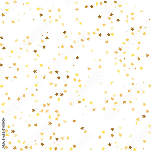 Star Sequin Confetti Frame. Gold Glitter. Falling Particles on Floor. Isolated Flat Birthday Card. Golden Stars Banner. Christmas Party Frame. Voucher Gift Card Template.