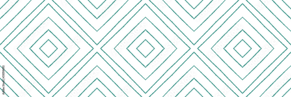 Mosaic seamless border. Turquoise symmetrical Mosaic seamless border. Turquoise symmetrical