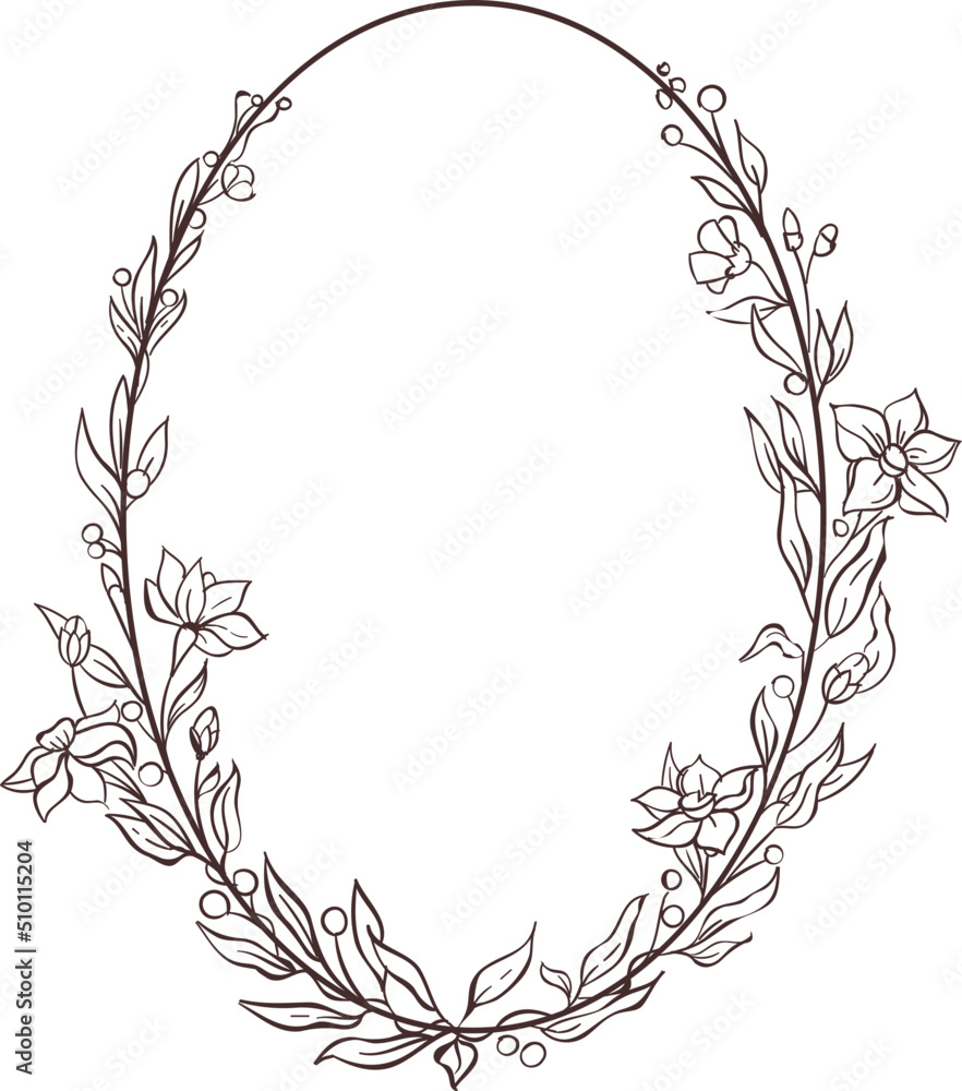 Hand drawn floral geometric frame