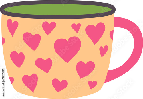 Porcelain cup with red hearts pattern