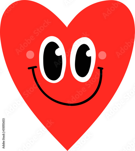 Cartoon red heart with smiling face
