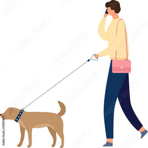 Woman walking with dog
