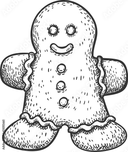 Hand drawn gingerbread man cookie