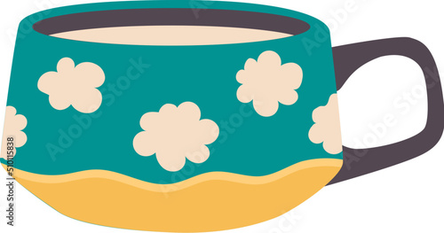 Porcelain cup with white flowers pattern