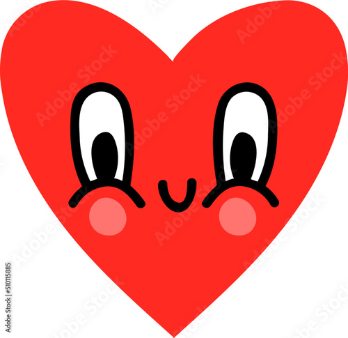 Cartoon red heart character with funny face