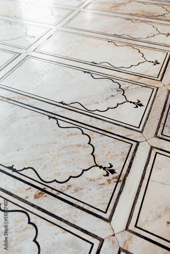 Intricate white and black floors 
