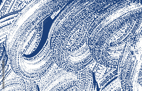 Grunge texture. Distress indigo rough trace. Ecsta