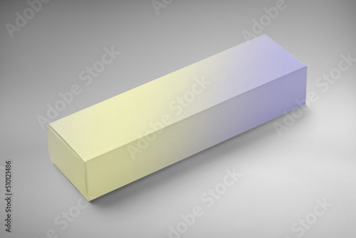 Multi colored box isolated on light grey background. High resolution.