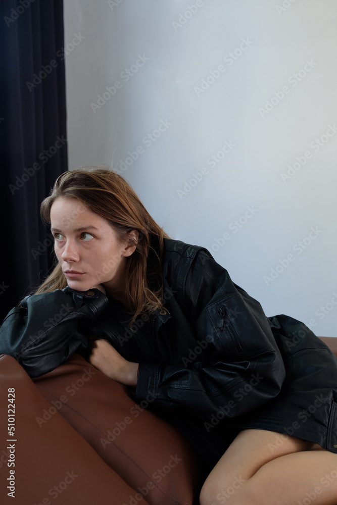 portrait of a girl on the couch portrait of a girl on the couch
