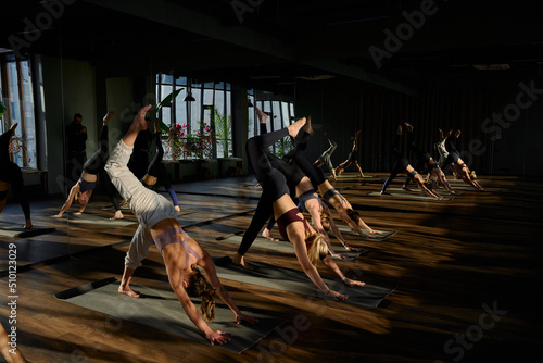 a group of women in a yoga center photo