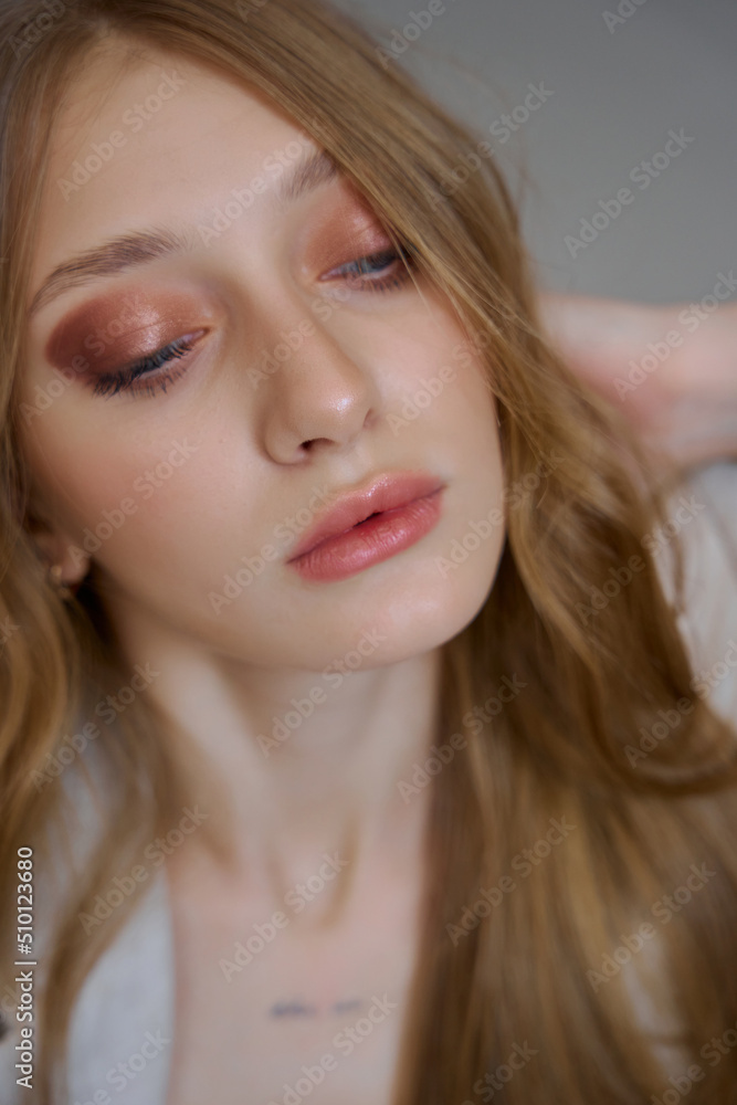 studio portrait of a beautiful woman of model appearance studio portrait of a beautiful woman of model appearance