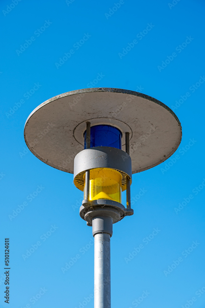 blue yellow lamp post with the same colors as Ukraine's flag blue yellow lamp post with the same colors as Ukraine's flag
