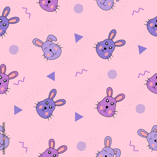 cute many colorful animal head animal seamless pattern object wallpaper with design light pink.