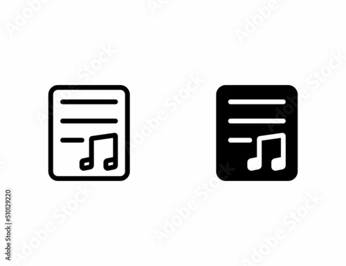 song lyrics icon. outline icon and solid icon
