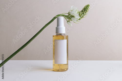 Still life of beauty product with flower photo