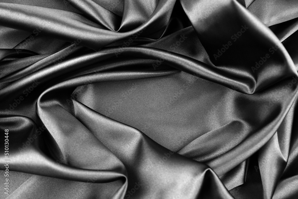 Obraz premium Closeup of rippled black silk fabric