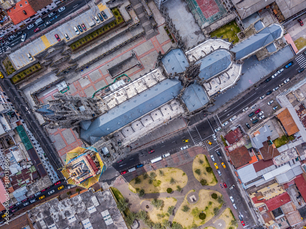 Top view of the basilica of the national vow in Quito, Ecuador Top view of the basilica of the national vow in Quito, Ecuador